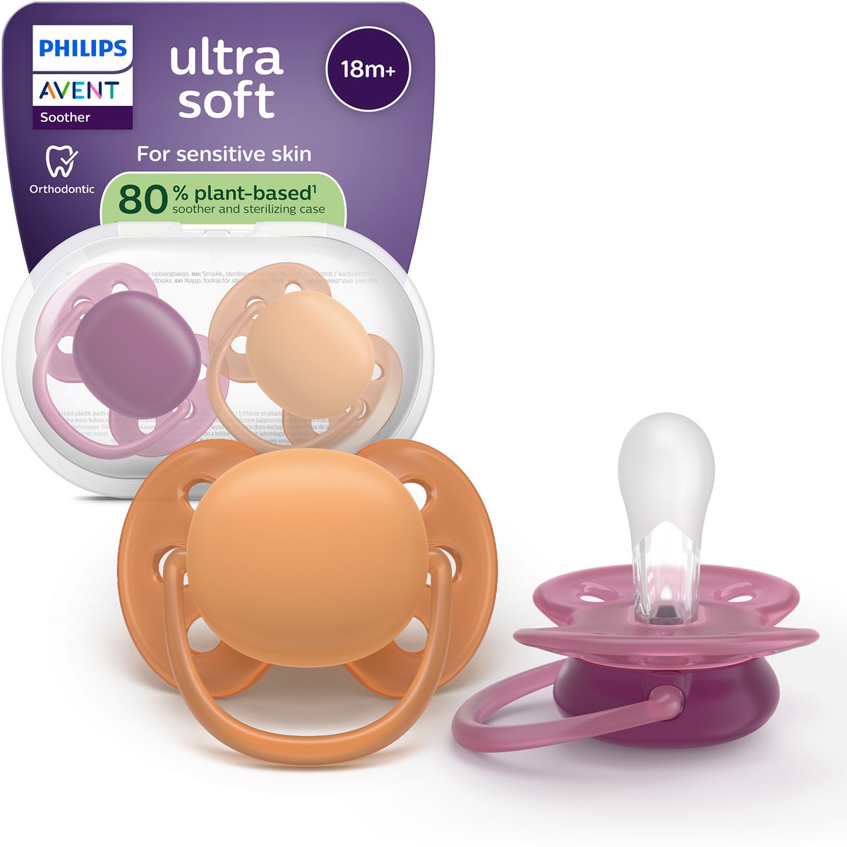 Philips avent ultra soft – superzachte siliconen fopspeen (18mnd+) – voor gevoelige huid – 2 stuks - scf093 03