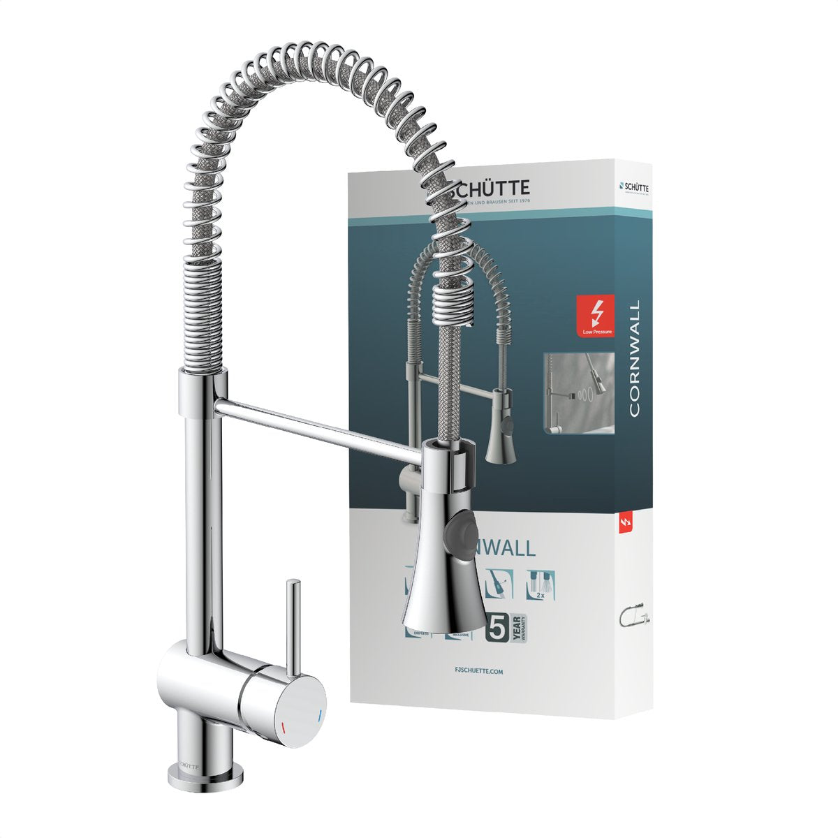Schütte One -Button -Mixer mit Spiralfeder Cornwall Niederdruck Chrom