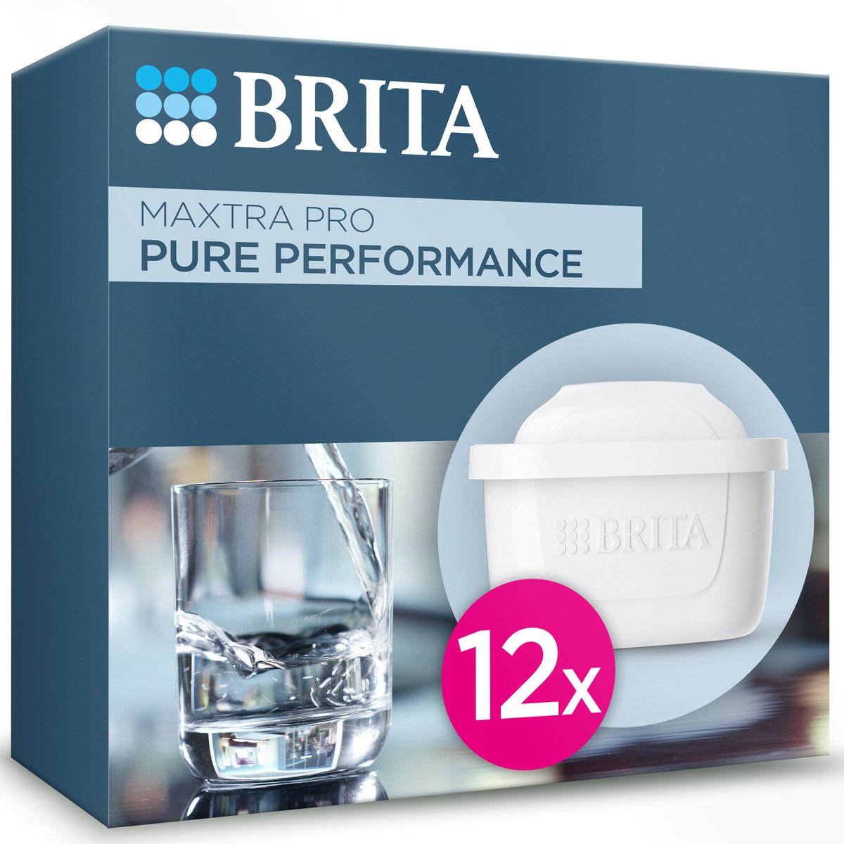 Brita Wasserfilterkartusche Maxtra Pro Pure Performance – 12 Stück – Original Wasserfilter für Wasserfilterkannen – filtert Verunreinigungen wie Herbizide, PFAs, Chlor, Kalk und Metalle