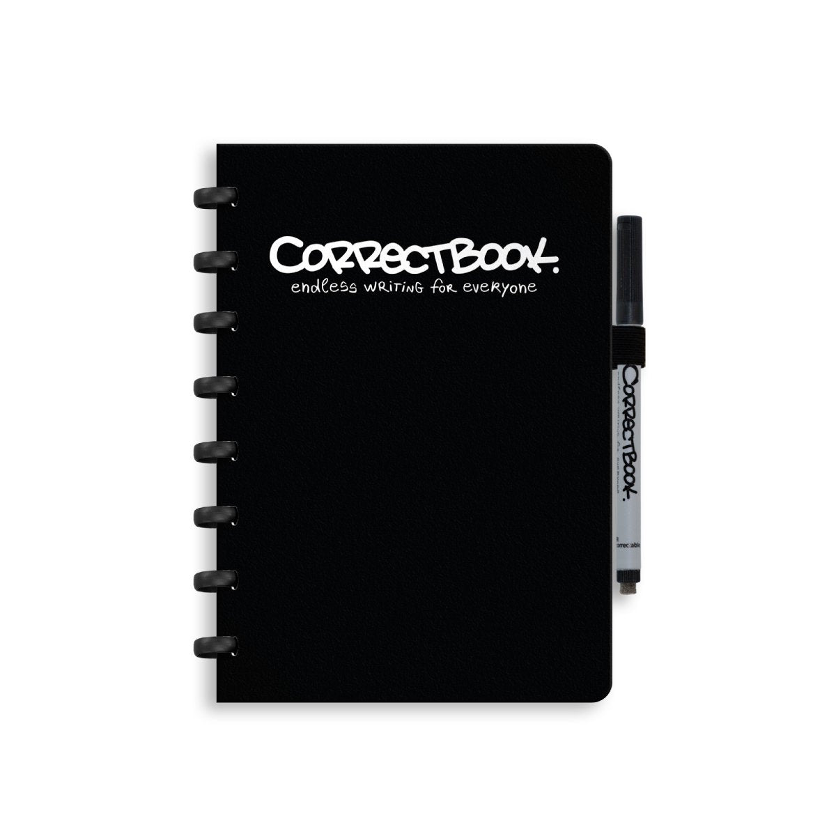 Correctbook a5 löschbares Notizbuch – wiederverwendbares Notizbuch – Tinte schwarz schwarz – liniert – inklusive Stiftwischtuch – kann mit zusätzlichen Seiten ergänzt werden