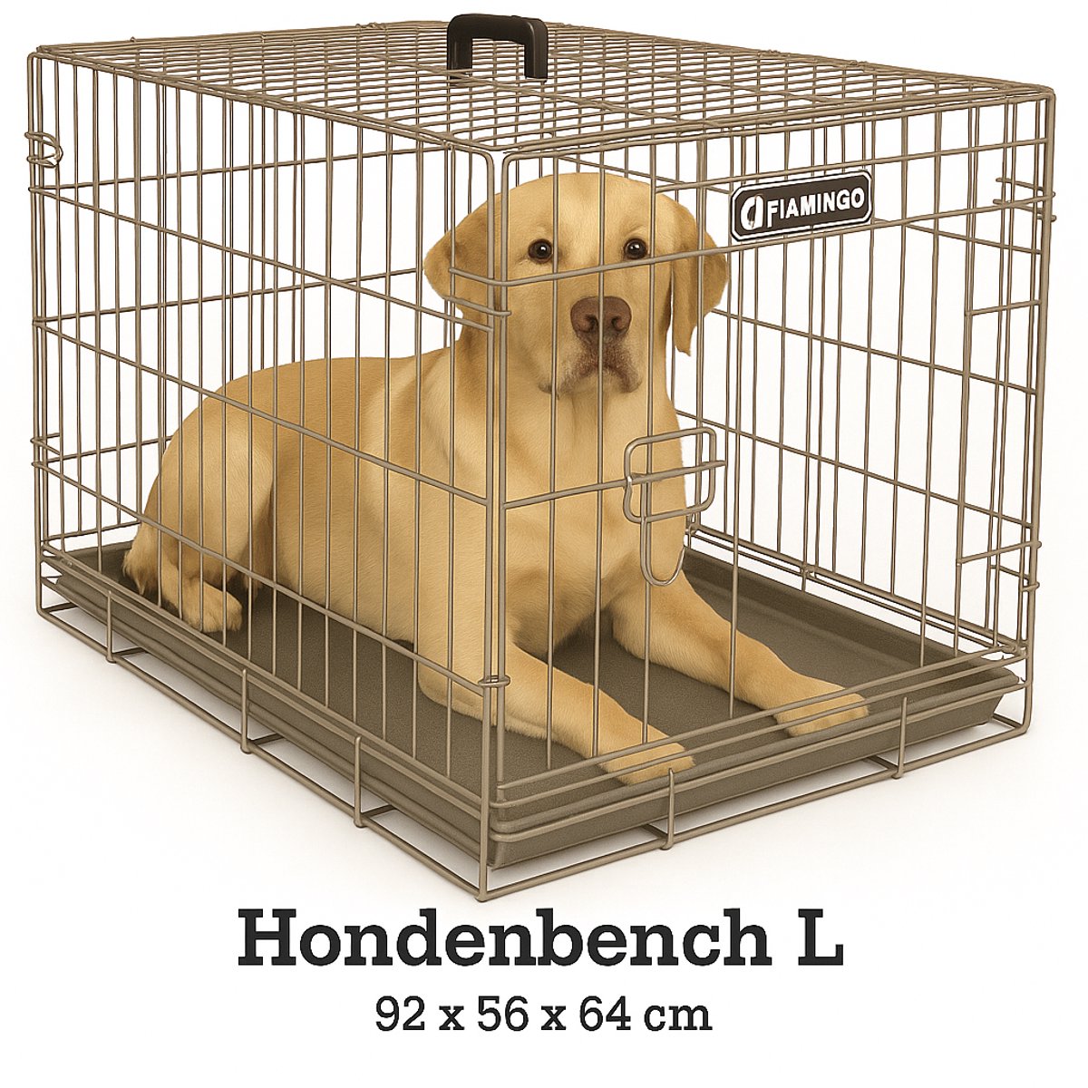 Flamingo Hundebox L – faltbare Hundebox Auto – Hundebox Drahtkäfig Taupe – 92x56x64 cm – Hundebox Ebo Taupe