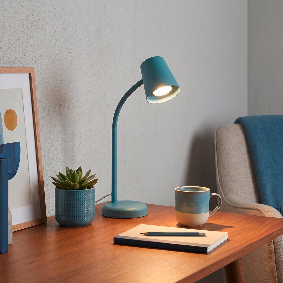 Briloner skriva - Tischlampe - Schreibtischlampe - mit Kabel - drehbare Tischlampe - exkl. gu10 – 13 x 38,5 cm – blau