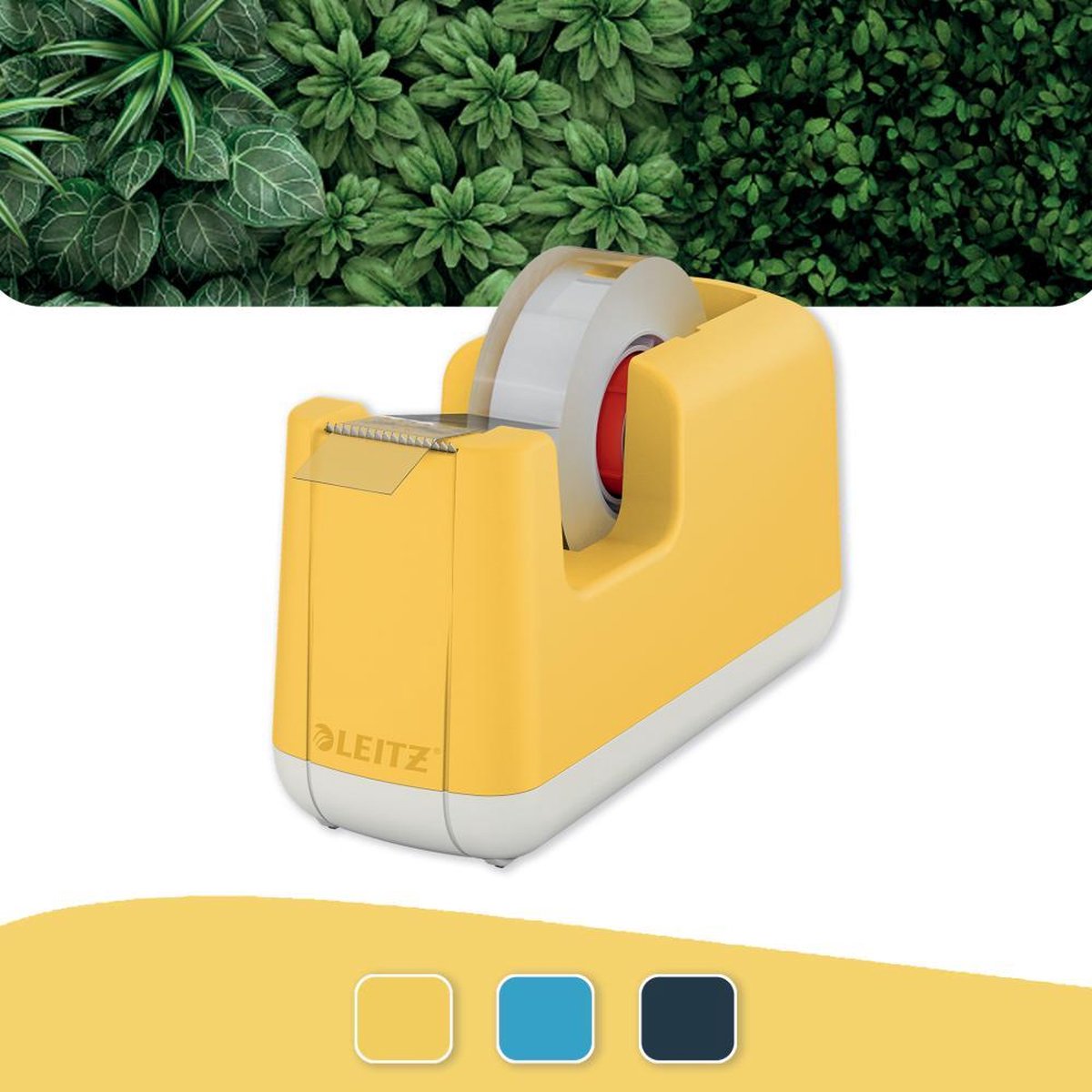 Leitz Cosy Klebebandhalter – Klebebandabroller inklusive Klebeband – ideal für das Homeoffice und Arbeiten von zu Hause aus – warmes Gelb