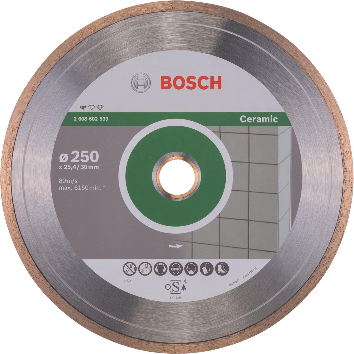 Bosch - Diamanttrennscheibe Standard für Keramik 250 x 30+25,40 x 1,6 x 7 mm