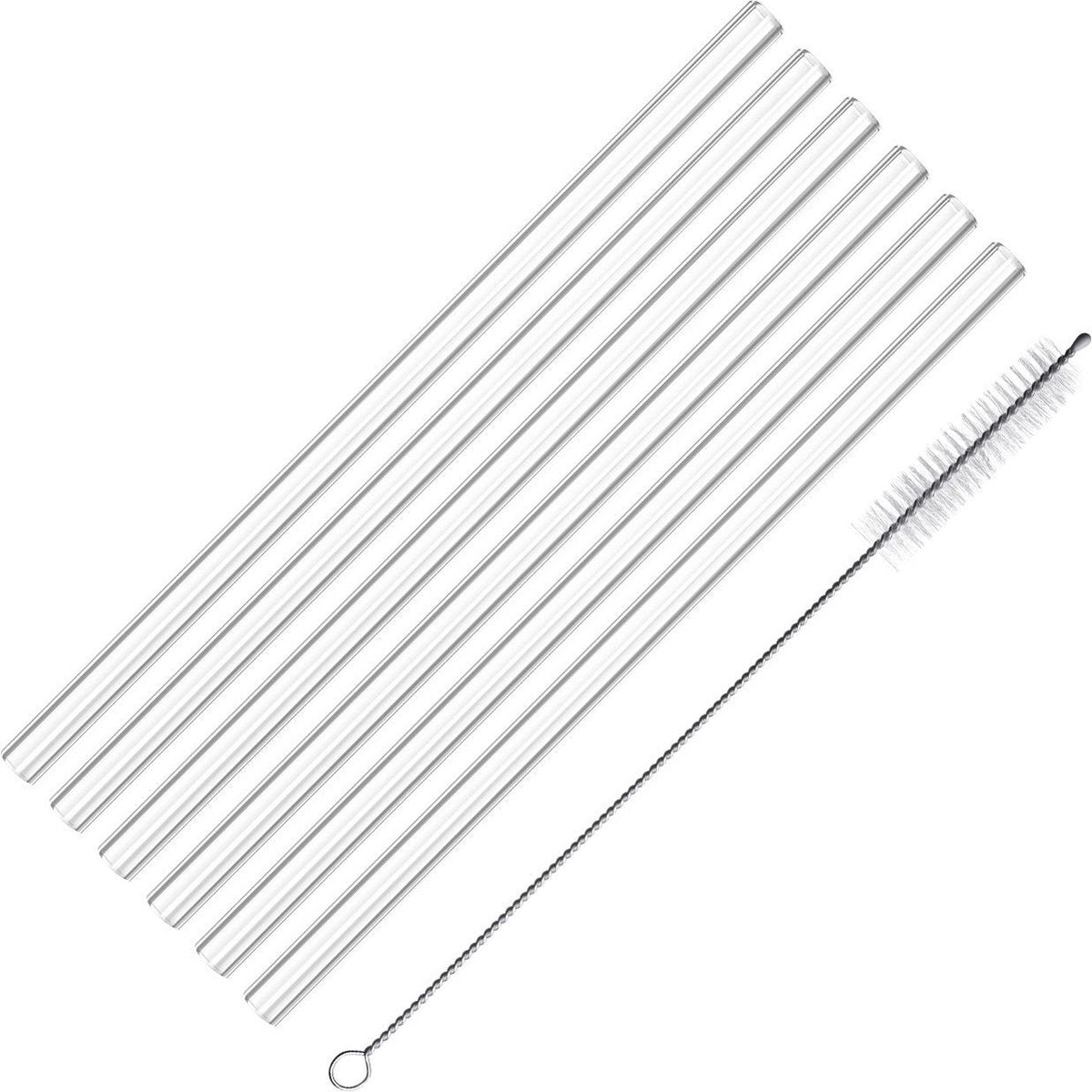 Westmark 6 Glasstrohhalme, gerade, inkl. 1 Reinigungsbürste, Länge: 20 cm, ø 0,8 cm, Borosilikatglas, transparent, 62622260