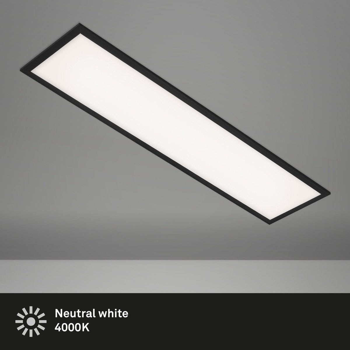 Briloner schlicht - LED-Deckenleuchte - Deckenleuchte - Panel - 22 W - 2.200 lm - 4.000 K neutralweißes Licht - 100 cm - Schwarz