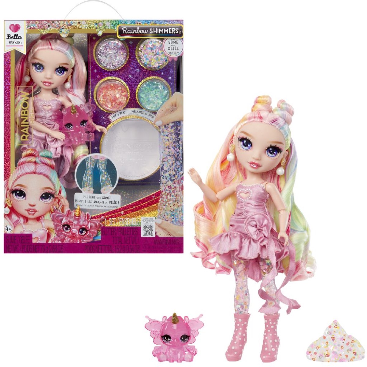 Mga Entertainment Rainbow High Glitzer mit Schleim-Modepuppe – Bella