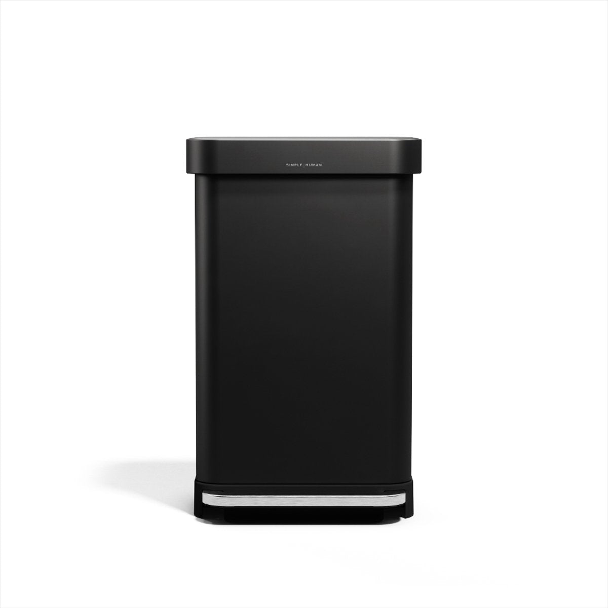 Simplehuman rechteckiger Treteimer – 45 l – mit Beutelhalter – mattschwarzer Edelstahl