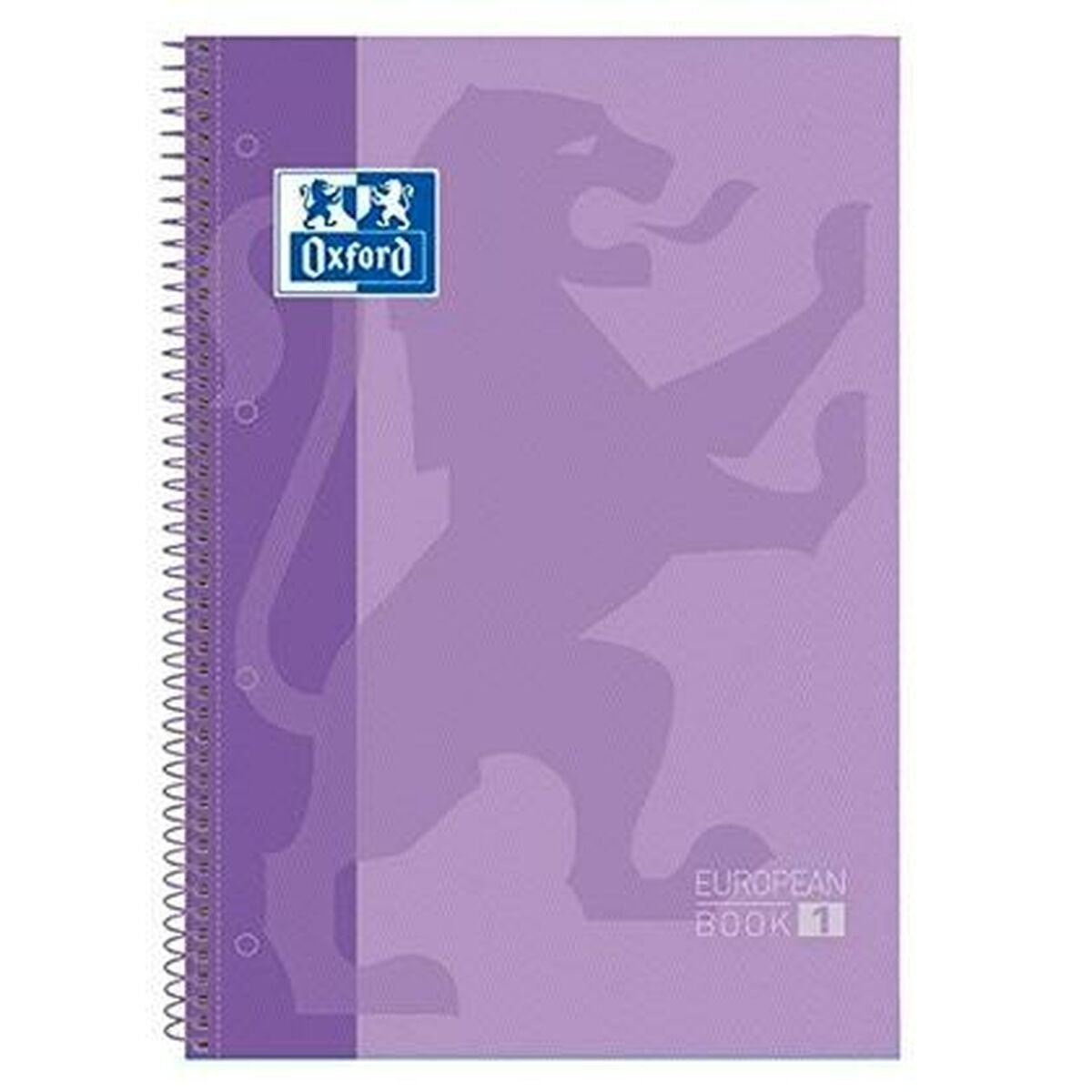 Oxford School Europeanbook – Notizbuch – farbiger Rand – A4+ – Raute 5 mm – 80 Blatt – 4 Löcher – Hardcover – Pastellviolett