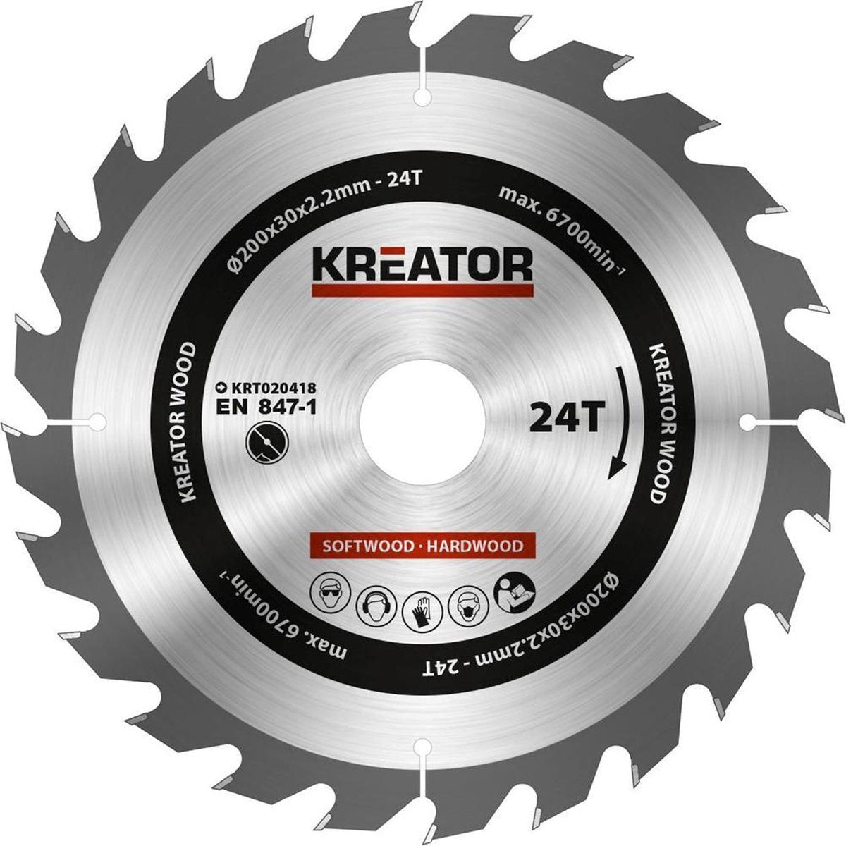 Kreator krt020418 zaagblad hout 200 mm - 24t