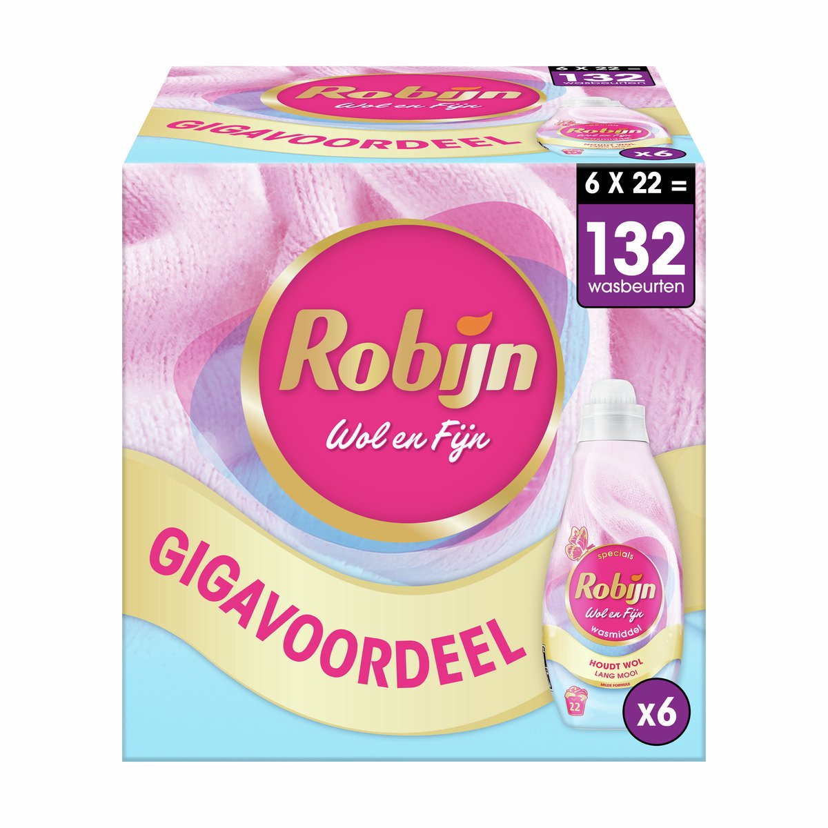 Robijn specials vloeibaar wasmiddel - wol fijn - 6 x 22 wasbeurten