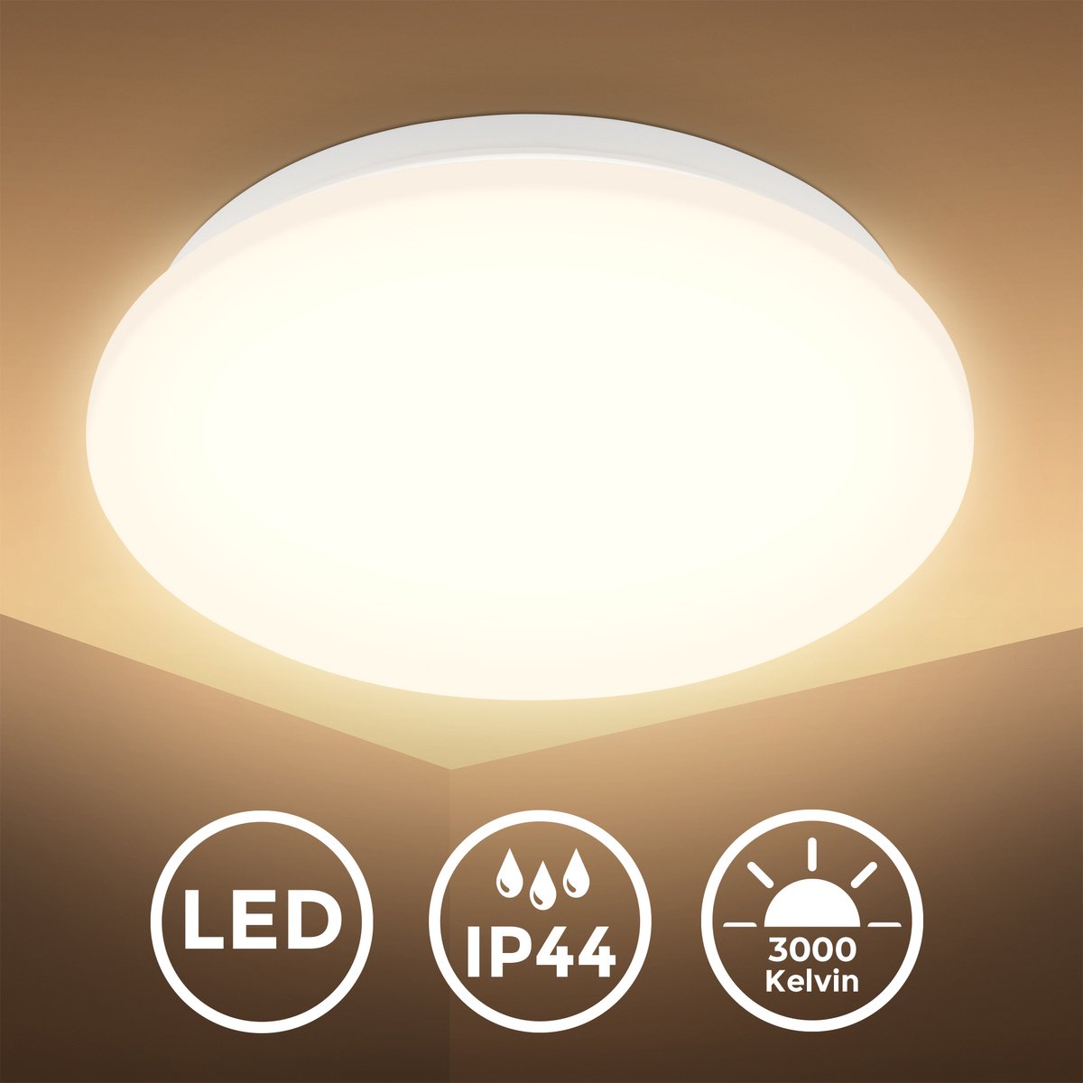 B.K.licht - LED-Deckenleuchte mit Bewegungsmelder - Badezimmerbeleuchtung - 27x6 cm (dxh) - weiß