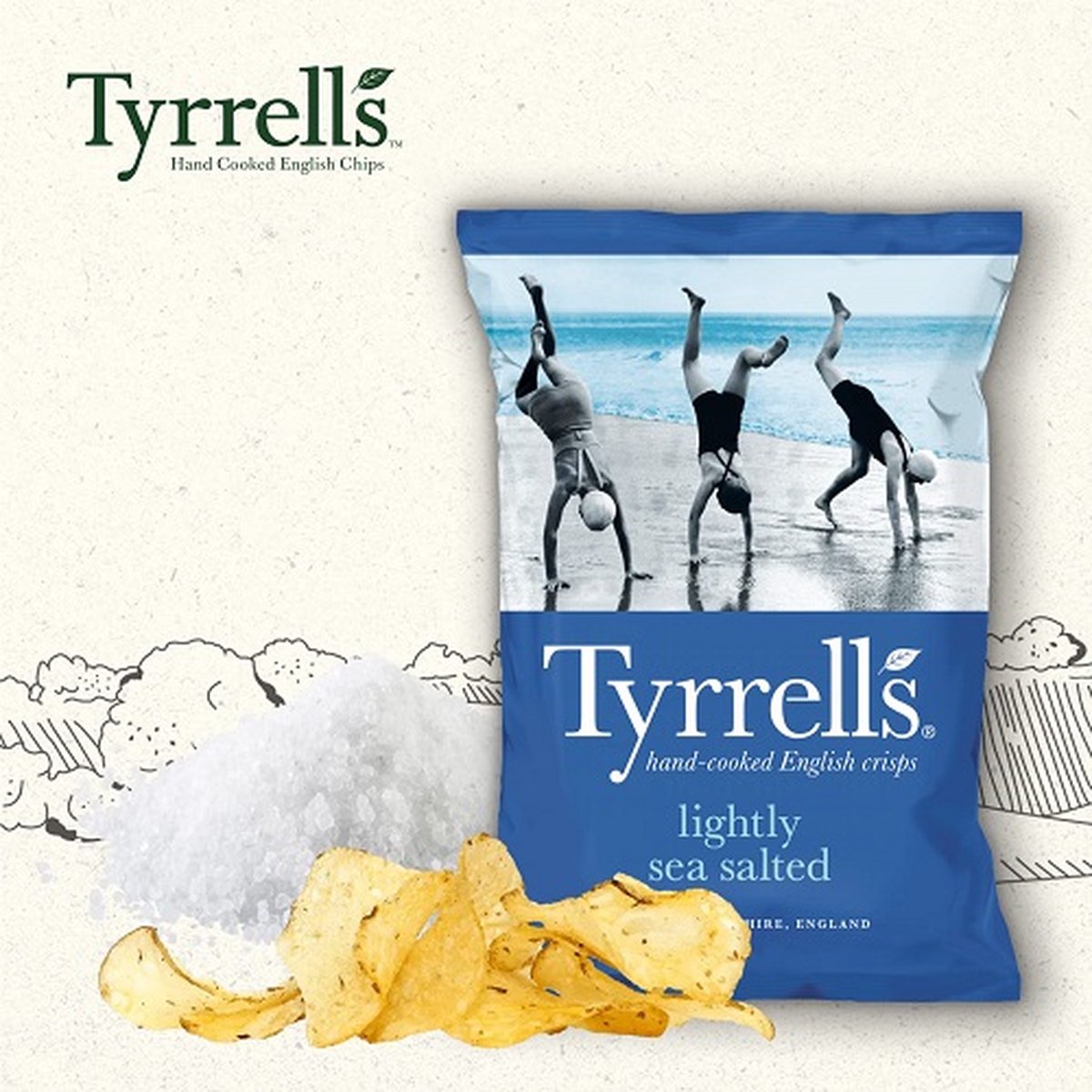 Tyrrells Chips einfach meergesalzen 18 x 40 Gramm
