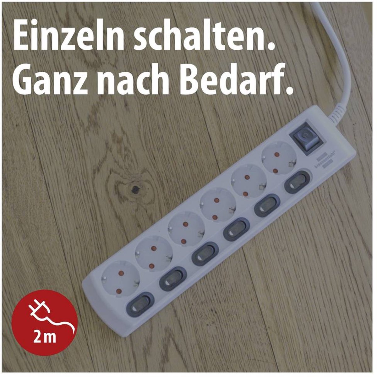 Brennenstuhl einzeln schaltbarer Sockelstreifen 6-fach weiß