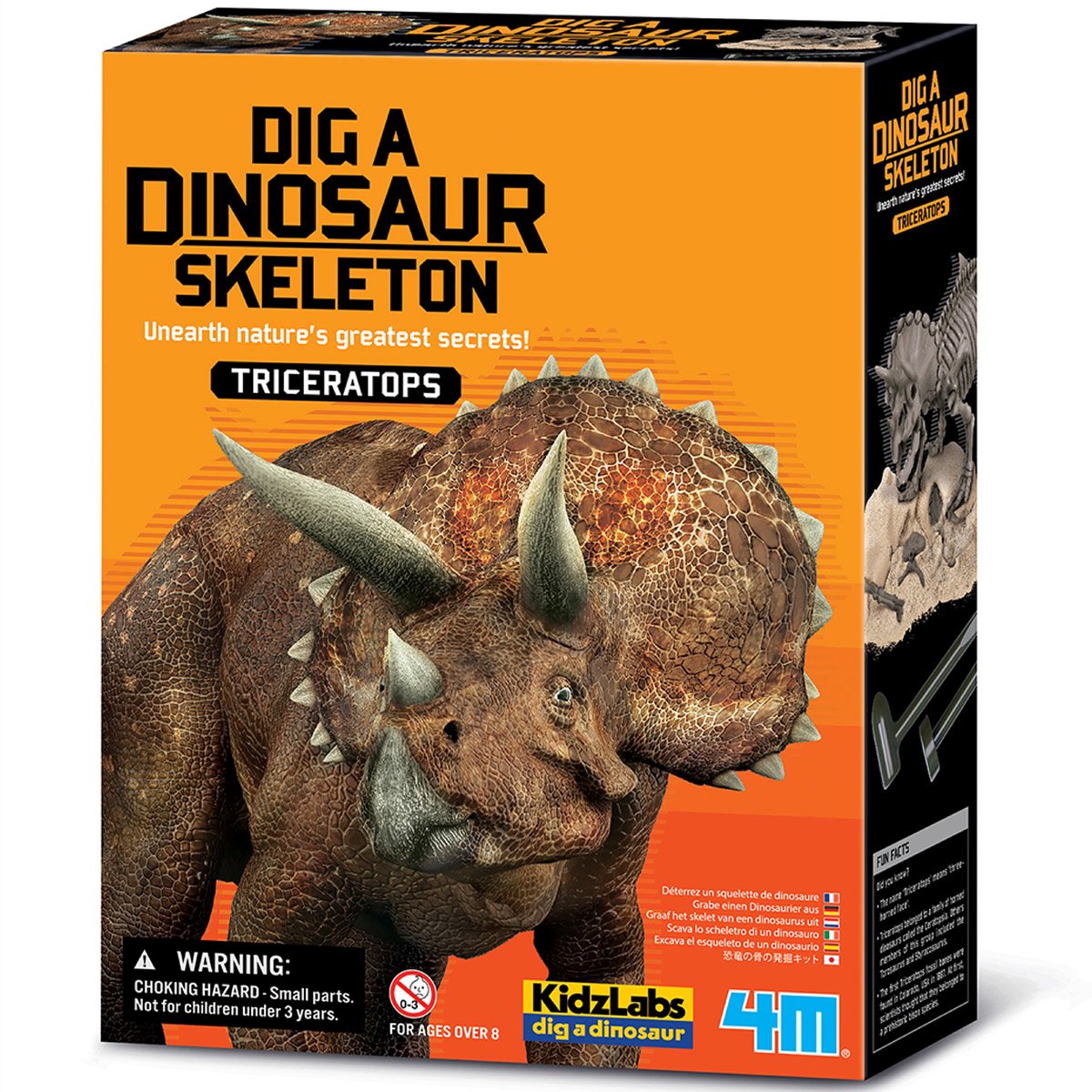 4m Grabe deinen Dino aus – Triceratops – Ausgrabungsset und Modellskelett – Kidzlabs – 7+