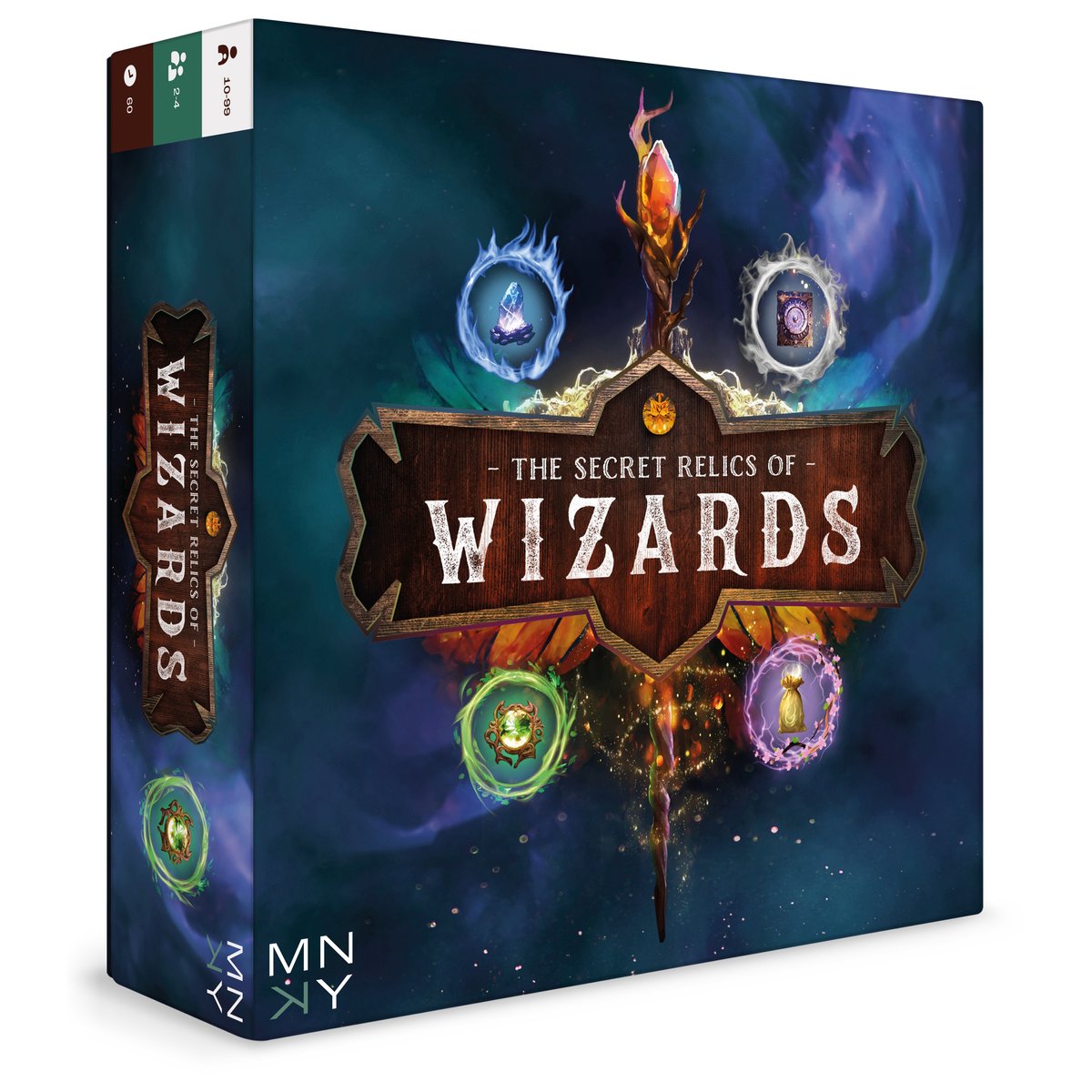 Mnky Entertainment: Die geheimen Relikte der Zauberer – Brettspiel – Strategiespiel – Gelegenheitsspiel – mittleres Spiel