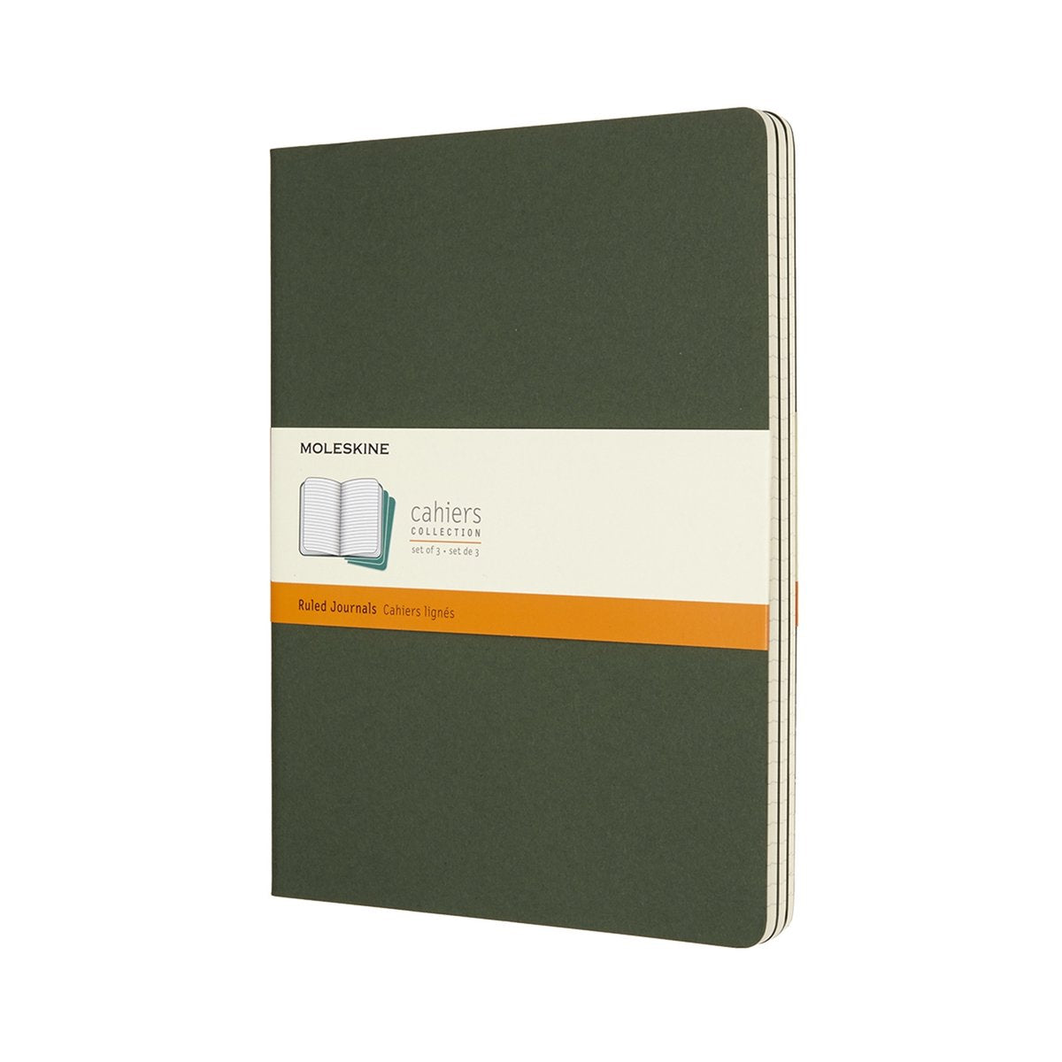Moleskine Cahier-Tagebücher – extra groß – liniert – grün – 3er-Set