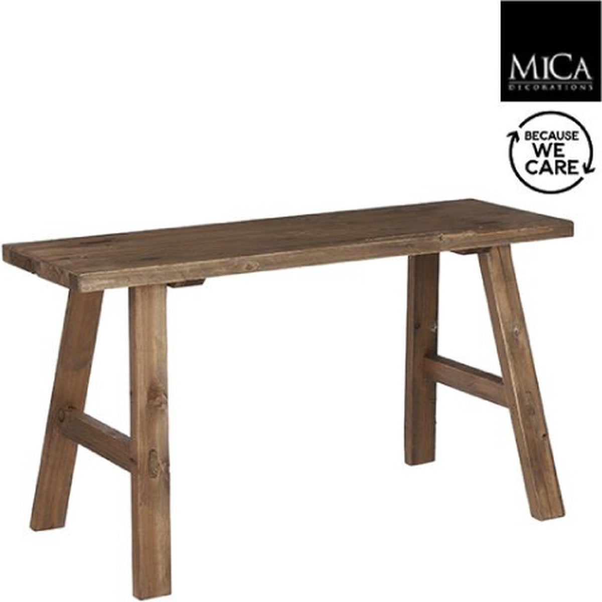 Mica decorations bold houten bankje - l80 x b37 x h44 cm - gerecycled hout - bruin