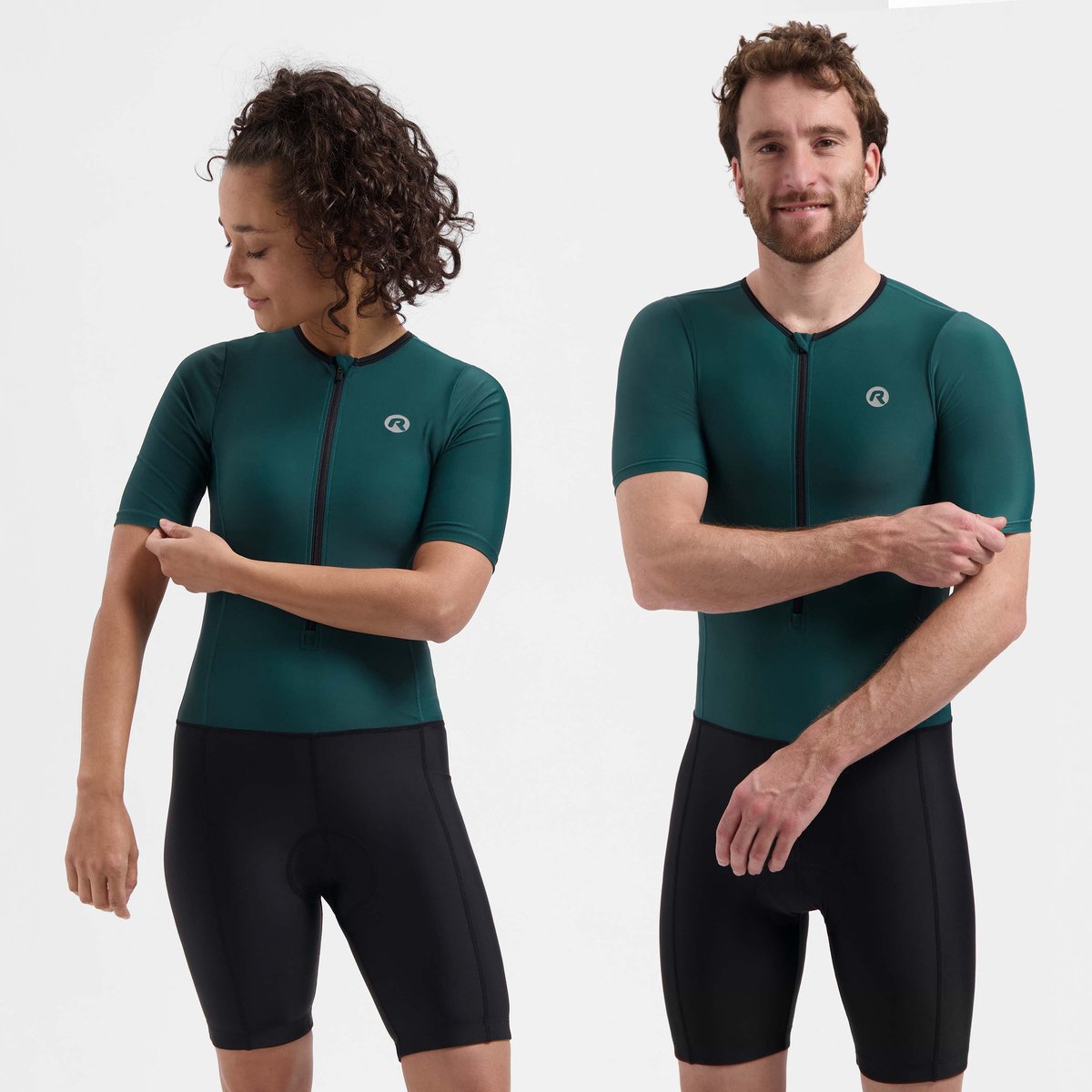 Rogelli florida trisuit met korte mouwen - triatlonpak voor dames en heren - ademend, sneldrogend - zwart teal - maat 2xl
