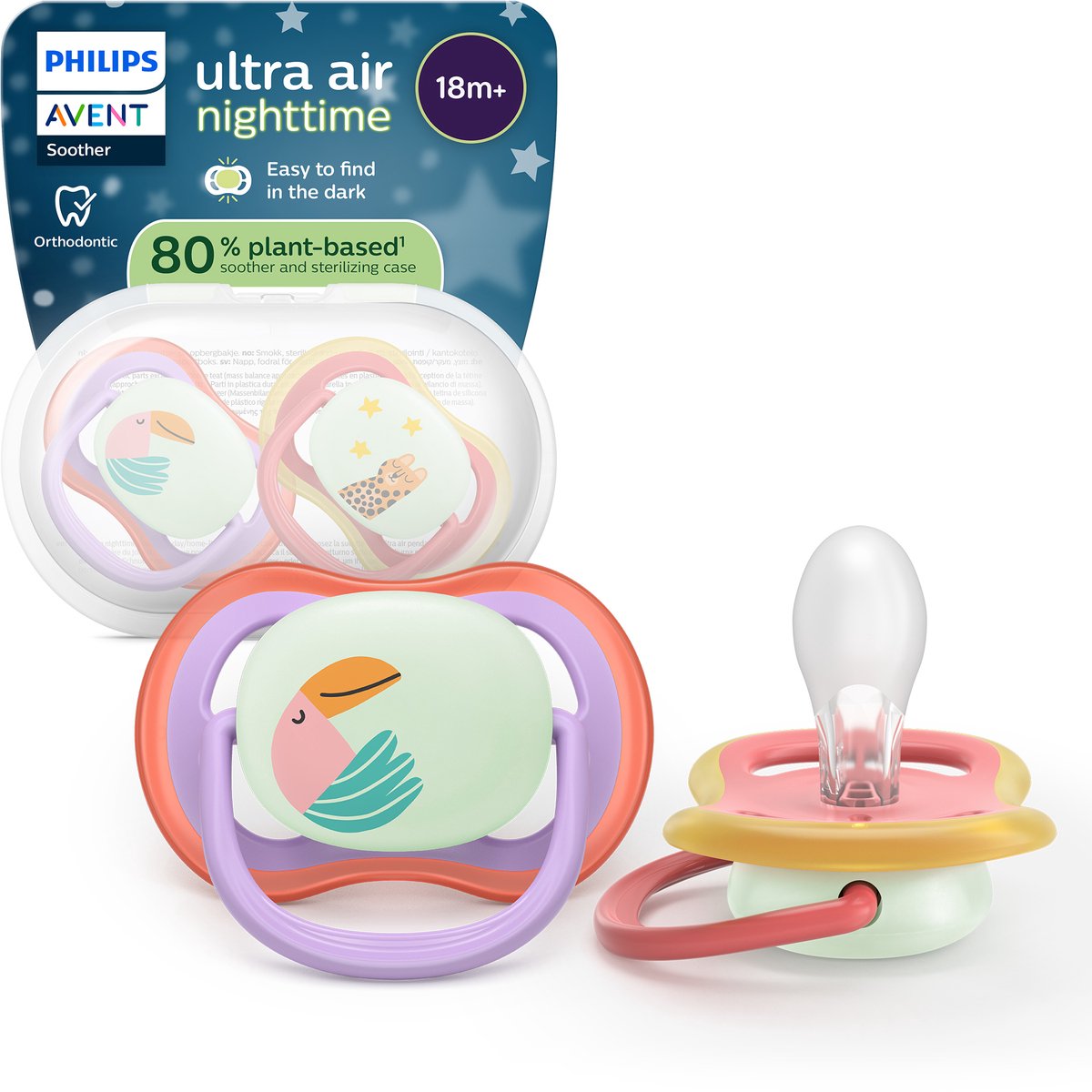 Philips avent ultra air night – glow-in-the-dark fopspeen –(18 mnd+) extra luchtopeningen – 2 stuks - scf376 33
