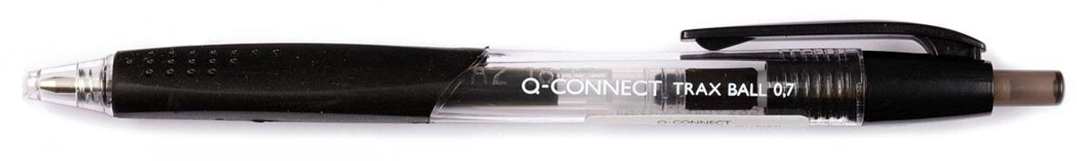 Q-Connect Kugelschreiber, mit Griffstück, mittlere Spitze, schwarz 12 Stück