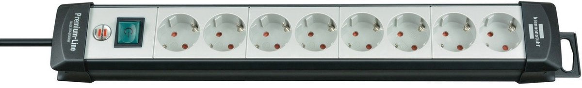 Brennerstuhl premium-line steckdosenleiste 8-fach schwarz lichtgrau 3m h05vv-f 3g1,5 - 1951580100