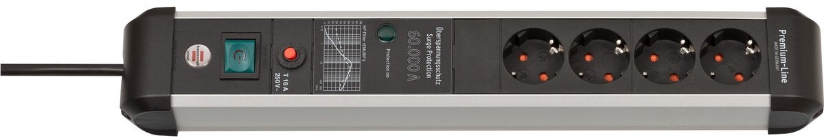 Brennerstuhl premium-protect-line 60.000a Steckdosenleiste mit Überspannungsschutz 4-fach 3m h05vv-f 3g1,5