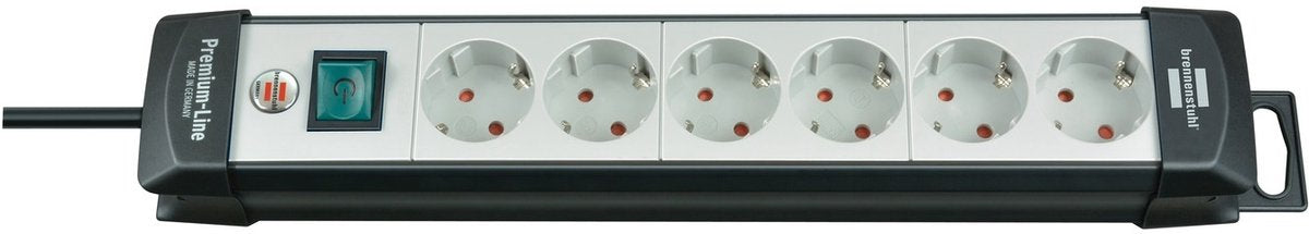 Brennerstuhl premium-line Steckdosenleiste 6-fach schwarz hellgrau 3m h05vv-f 3g1,5