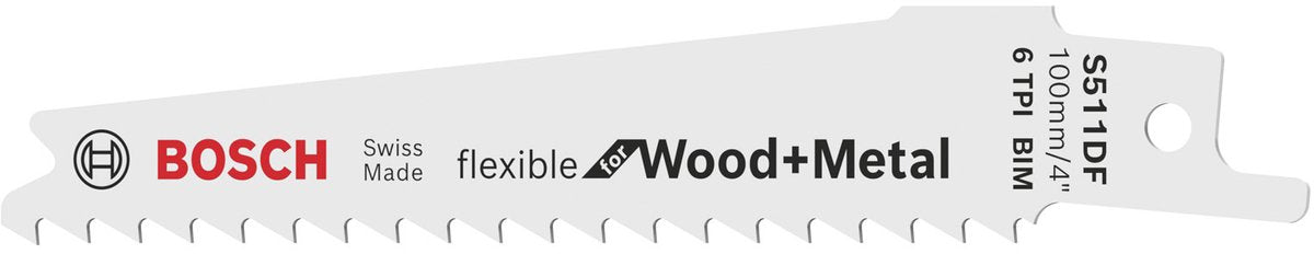 Bosch Zubehör 5x Säbelsägeblatt flexibel für Holz und Metall S511DF - 2608657723
