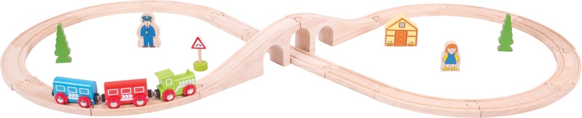 Bigjigs Holzeisenbahn-Set, 26-teilig.