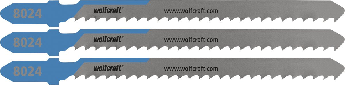 Wolfcraft – Stahl-Stichsägeblätter bis 6 mm – 3 Stück – HSS-Stichsägeblatt mit T-Schaft – 8024000