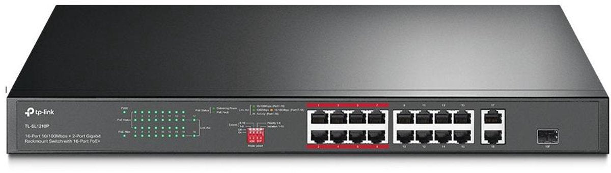Tp-link TL-SL1218P Netzwerk-Switch unmanaged Gigabit Ethernet (10 100 1000) Power over Ethernet (POE) 1h schwarz