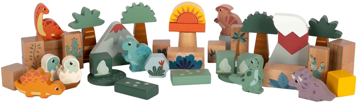 Small Foot - Dino-Bauklötze aus Holz, 50 Stk.