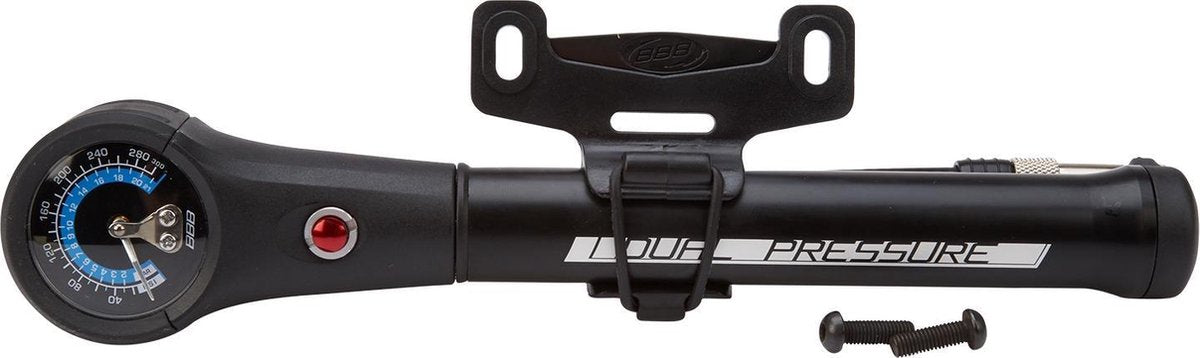Bbb cycling dualpressure mini fietspomp met drukmeter - fietspomp mountainbike - voorvork en demperpomp - 21 bar - zwart - bmp-39