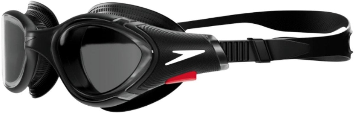 Speedo Biofuse 2.0 Schwimmbrille – ergonomische Taucherbrille Erwachsene – Antibeschlag-UV-Schutz – professionelle Schwimmbrille mit Druckknopfverschluss – superweiche Dichtung – schwarzer Rauch