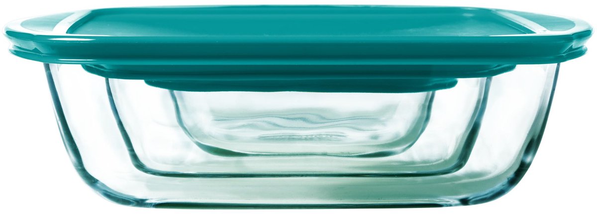 Pyrex - Kochauflaufform rechteckig mit Deckel 3er-Set - Borosilikatglas - transparent -