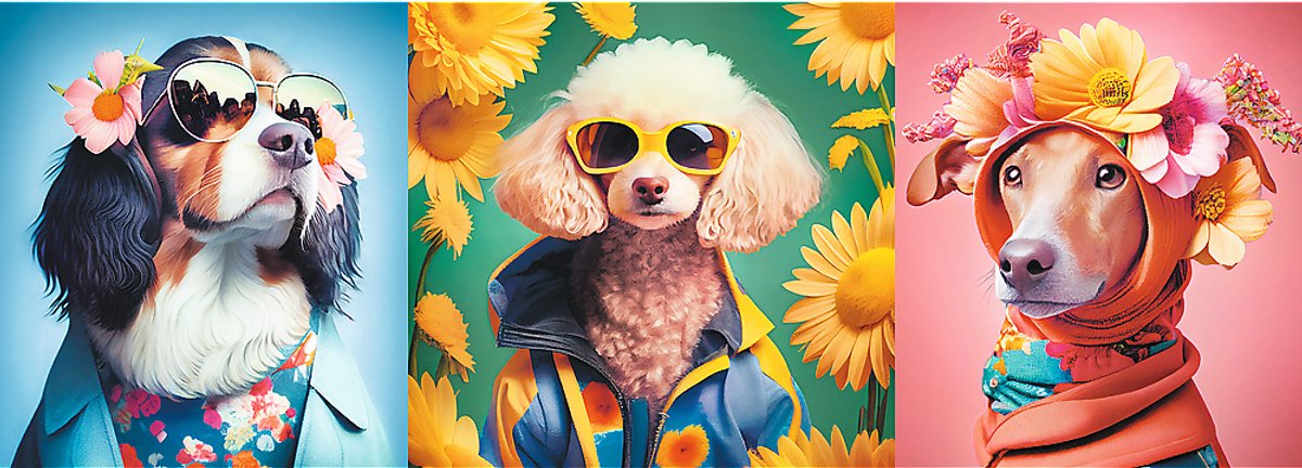 Trefl-Puzzle – 500 Teile Panorama-Hunde-Modewoche-Tiere.