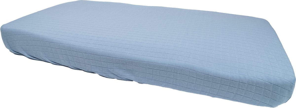 Lodger slumber - hoeslaken ledikant - blauw - 60x120cm - biologisch katoen