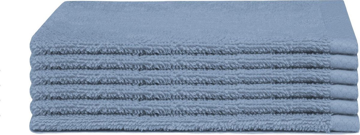 Seahorse pure - washandjes - 16x21 cm - denim - set van 6