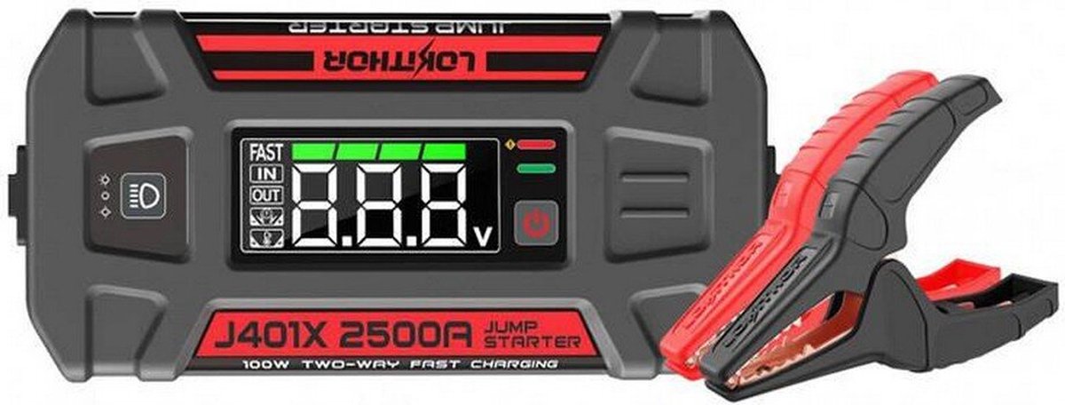 Lokithor Starthilfe J401x – 12 V 2500 A Starter-Booster – Powerbank – für kalte Temperaturen – LED-Taschenlampe – IP65