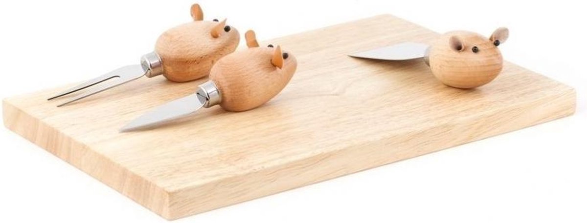 Kikkerland Käsebrett und 3 Mäusemesser