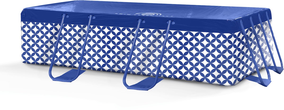 Eleganz | dunkelblaue und weiße Schwimmbadabdeckung – 200 x 400 cm