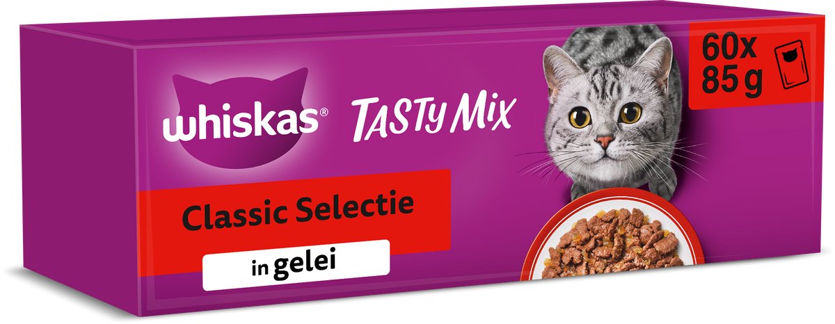 Whiskas kattenvoer - adult 1+ - classic selectie in gelei - 60x85g