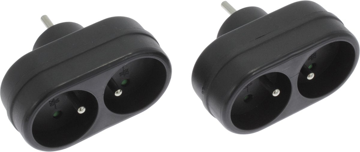 Q-Link Exin-Verteilerstecker – 2 x Domino mit Pin-Erde – Schwarz