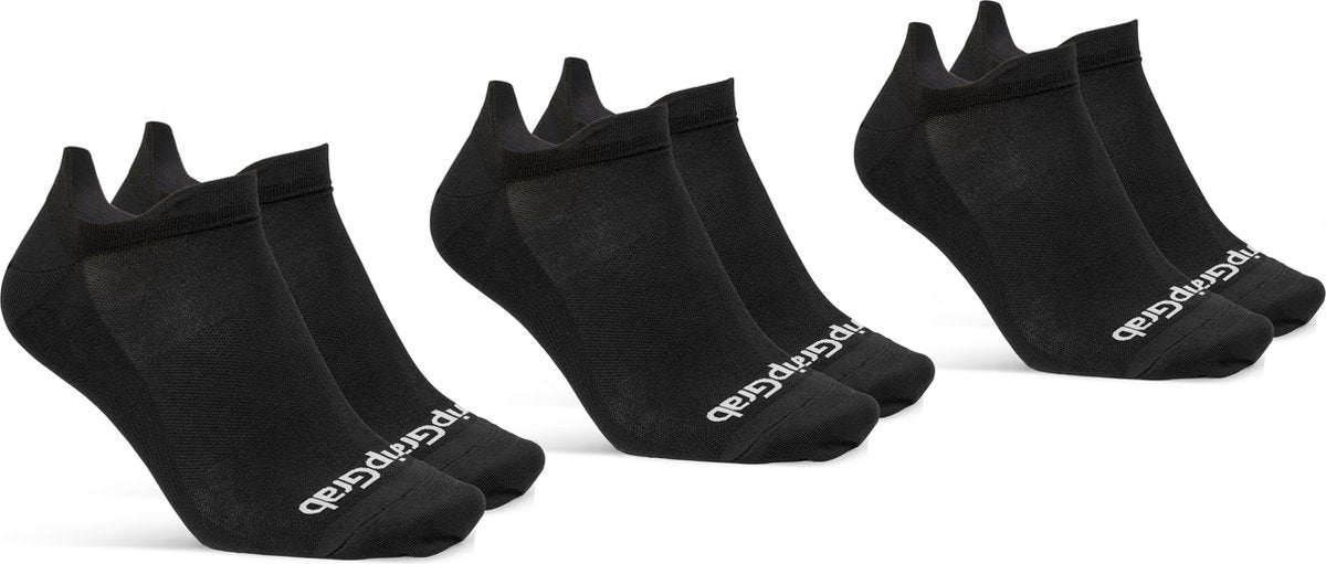 Gripgrab – klassische No-Show-Sommer-Radsocken, 3er-Pack Knöchelsocken, Coolmax-Sportsocken – Schwarz – Unisex – Größe XS (35–38)