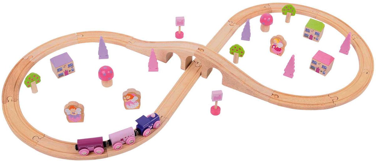 Bigjigs Holzzug Set - Pink, 40dlg.