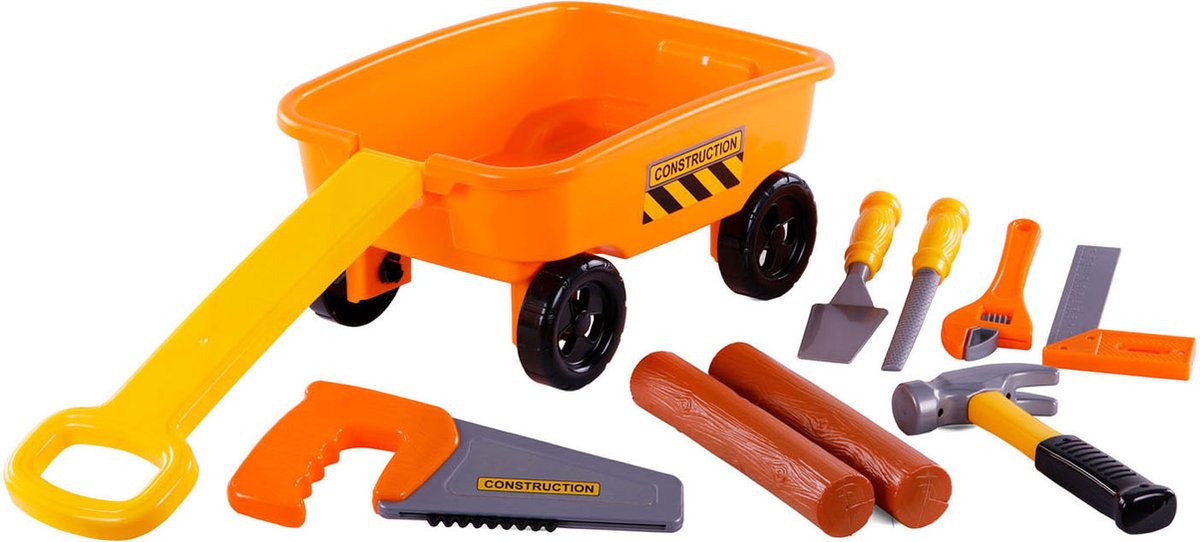 Cavallino Bolderkar Oranje mit Werkzeugen und Baumstämmen, 9dlg.