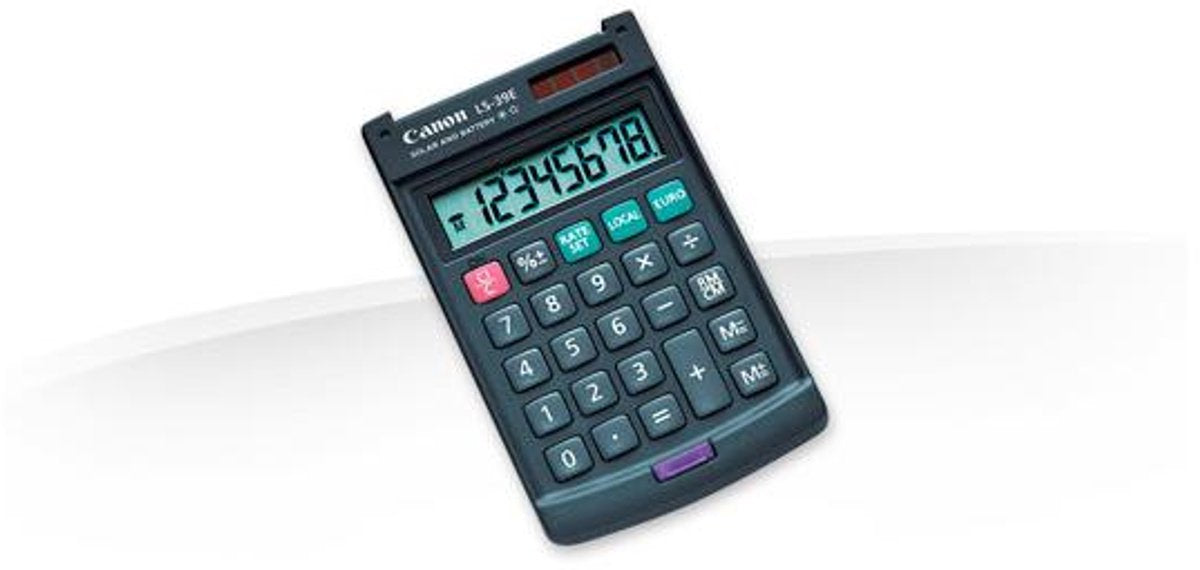 Markenloser Taschenrechner von Canon LS-39E, Taschenrechner, grau
