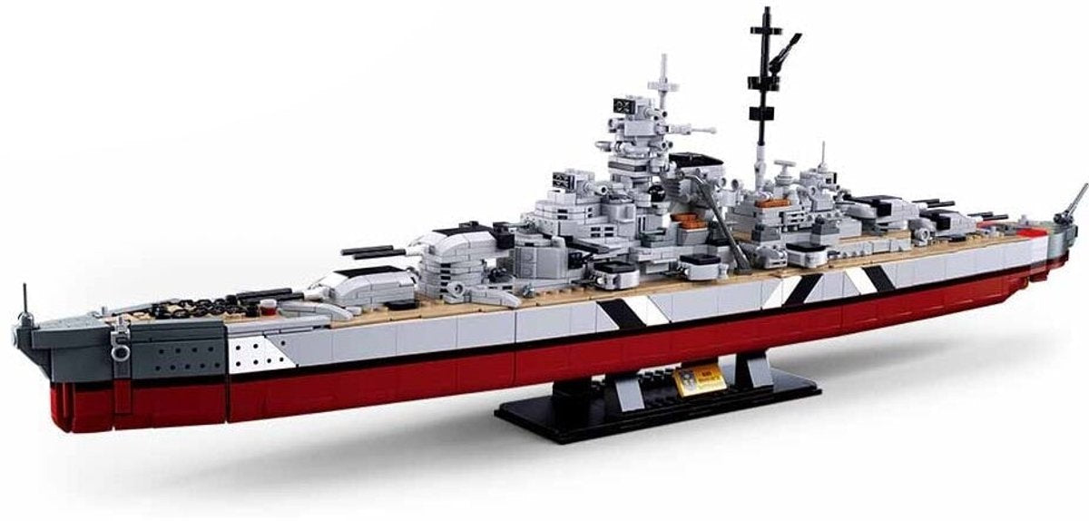 Sluban Modelbricks KMS Bismarck 2-in-1 Kriegsschiff-Bauspielzeug – Konstruktionsspielzeug-Modellbauset – Baukasten mit 1849 Bausteinen – M38-B1102