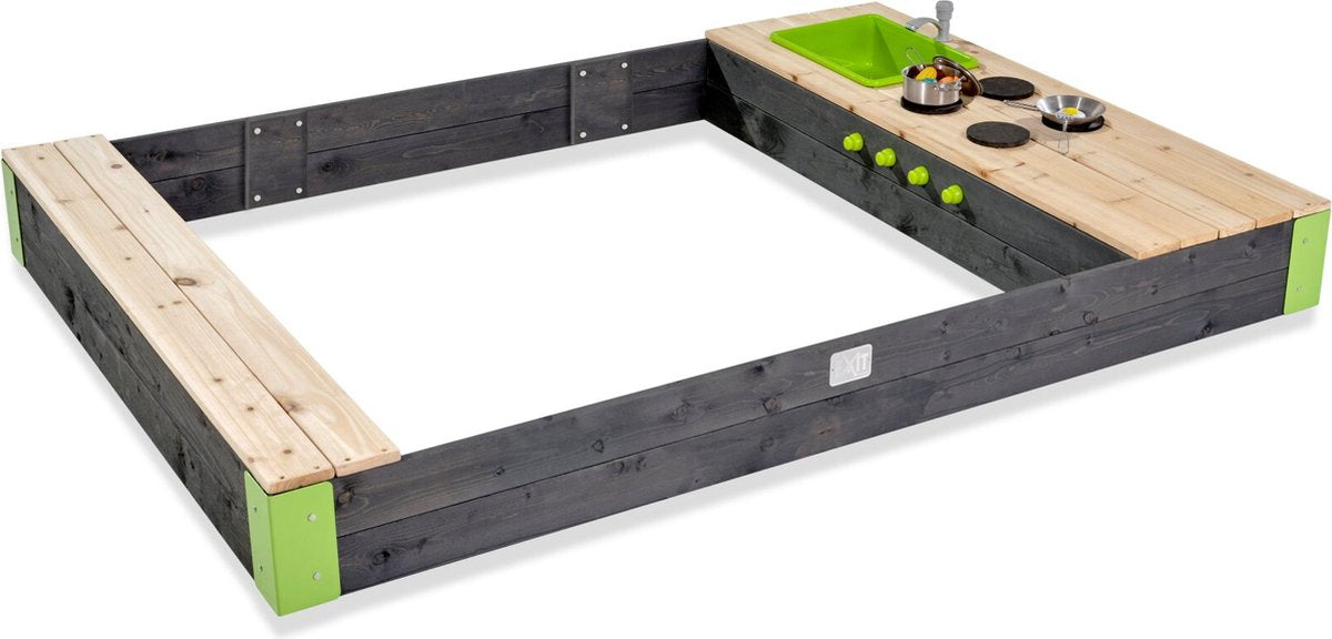 Exit toys exit aksent houten zandbak 200x140cm - zandbak voor buiten - kinderzandbak - fsc hout - tuin